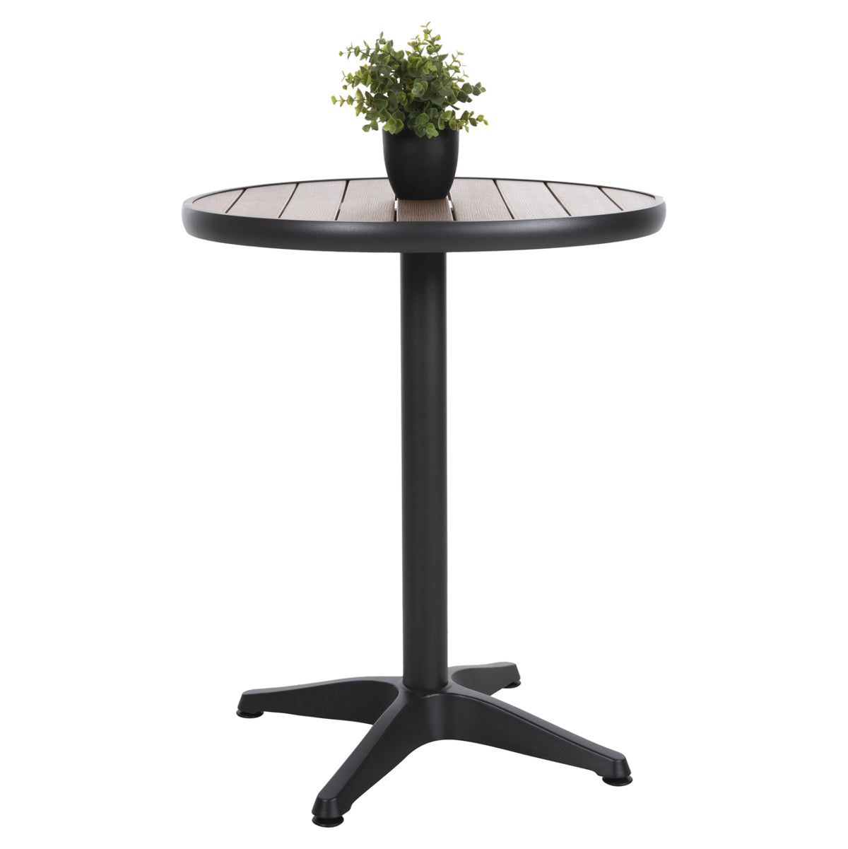 ΤΡΑΠΕΖΙ ΑΛΟΥΜΙΝΙΟΥ ΣΤΡΟΓΓΥΛΟ ALEXA ΑΝΘΡΑΚΙ POLYWOOD TOP ΦΥΣΙΚΟ Φ60x73
