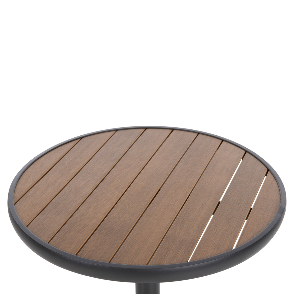 ΤΡΑΠΕΖΙ ΑΛΟΥΜΙΝΙΟΥ ΣΤΡΟΓΓΥΛΟ ALEXA ΑΝΘΡΑΚΙ POLYWOOD TOP ΦΥΣΙΚΟ Φ60x73