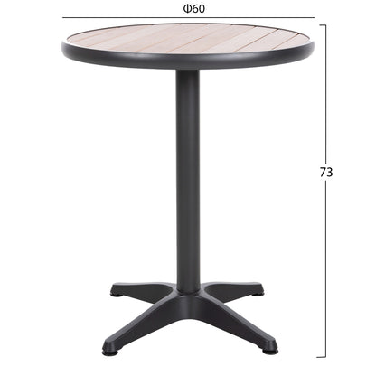 ΤΡΑΠΕΖΙ ΑΛΟΥΜΙΝΙΟΥ ΣΤΡΟΓΓΥΛΟ ALEXA ΑΝΘΡΑΚΙ POLYWOOD TOP ΦΥΣΙΚΟ Φ60x73
