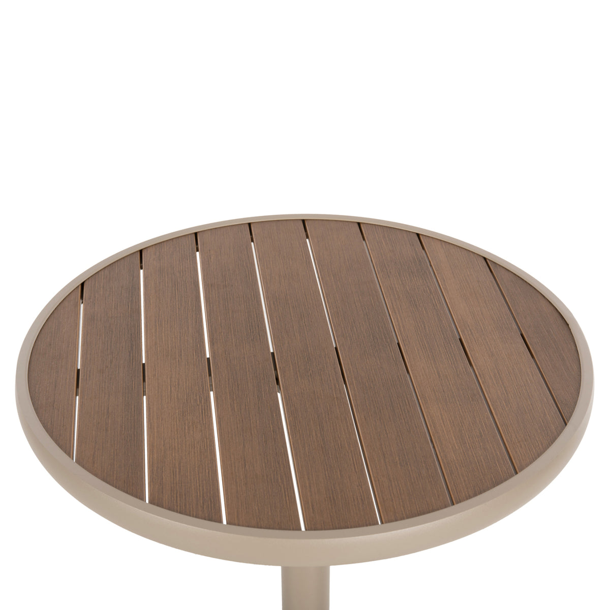 ΤΡΑΠΕΖΙ ΑΛΟΥΜΙΝΙΟΥ ΣΤΡΟΓΓΥΛΟ ALEXA ΣΑΜΠΑΝΙ POLYWOOD TOP ΦΥΣΙΚΟ Φ60x73