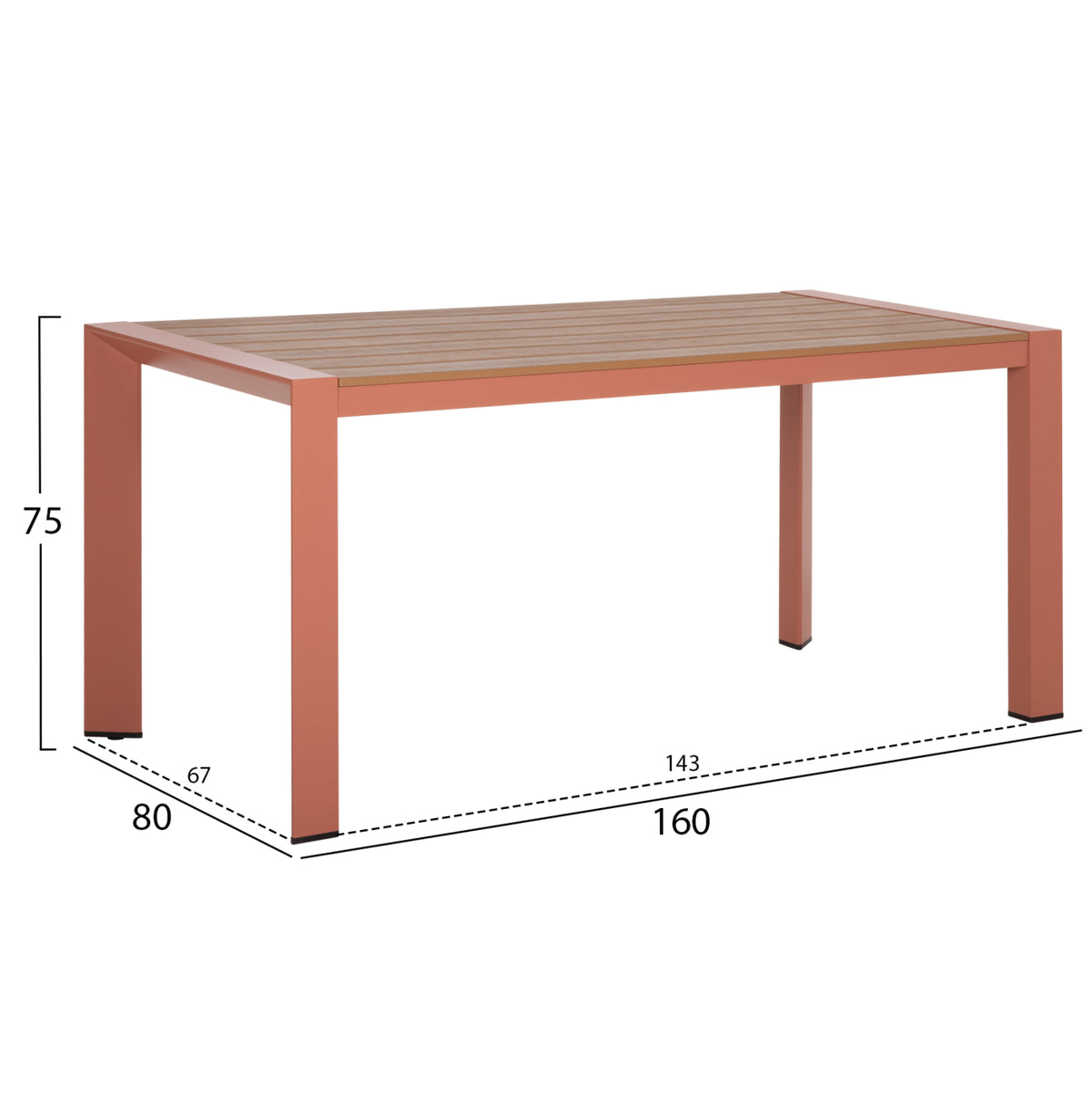 ΤΡΑΠΕΖΙ ΕΞΩΤ. ΧΩΡΟΥ GOYA ΑΛΟΥΜΙΝΙΟ ΣE TERRACOTTA & POLYWOOD 160x80x75