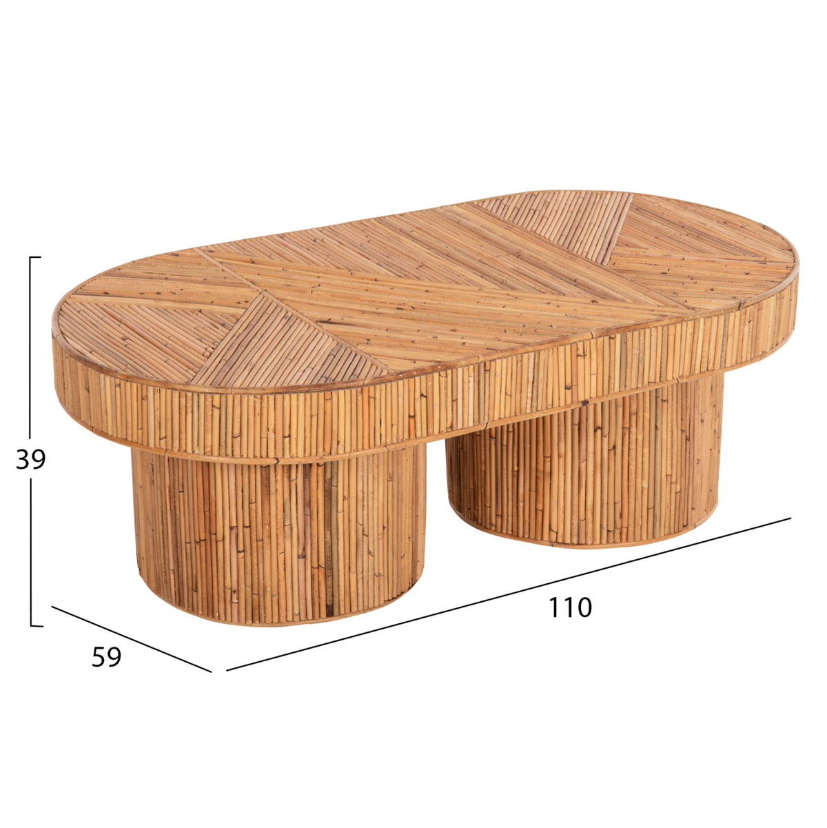 ΤΡΑΠΕΖΙ ΣΑΛΟΝΙΟΥ GATSBY ΟΒΑΛ TOP RATTAN ΧΡΩΜΑ ΦΥΣΙΚΟ 110x59x39