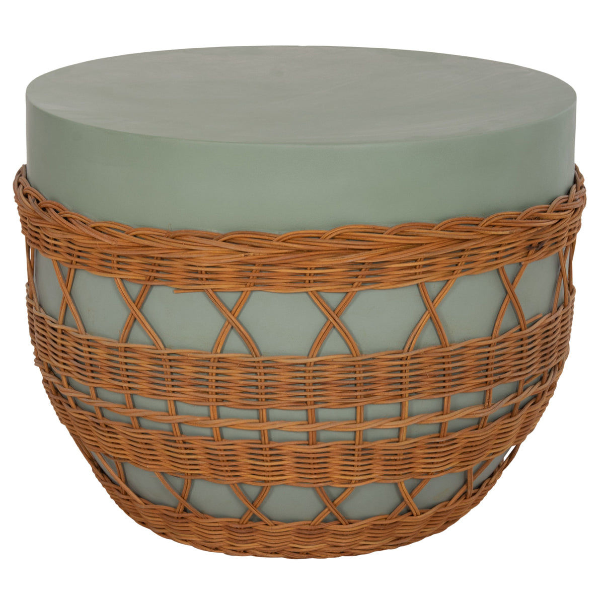 ΤΡΑΠΕΖΙ ΣΑΛΟΝΙΟΥ VILHENA FIBER CEMENT ΠΡΑΣΙΝΟ RATTAN ΦΥΣΙΚΟ Φ56x47
