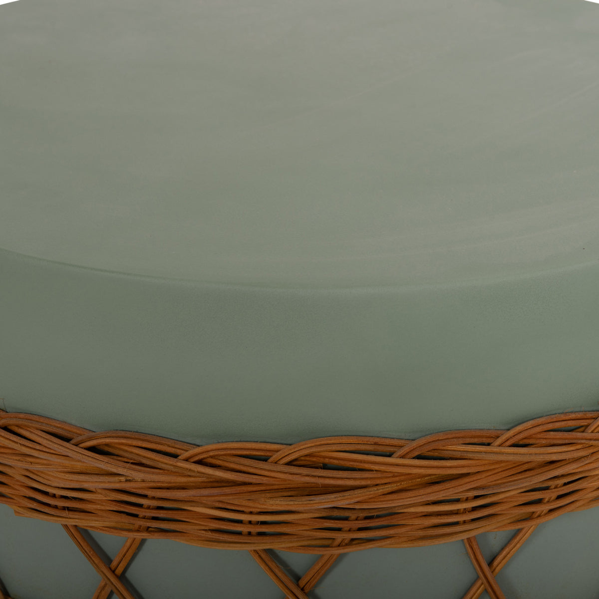 ΤΡΑΠΕΖΙ ΣΑΛΟΝΙΟΥ VILHENA FIBER CEMENT ΠΡΑΣΙΝΟ RATTAN ΦΥΣΙΚΟ Φ56x47