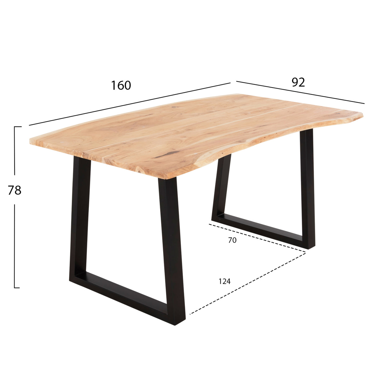 ΤΡΑΠΕΖΙ ΤΡΑΠΕΖΑΡΙΑΣ SOFIA SLIM ΜΑΣΙΦ ΞΥΛΟ ΑΚΑΚΙΑΣ 160x92x78