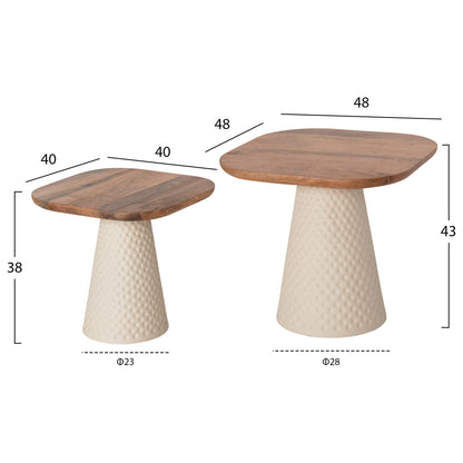 ΤΡΑΠΕΖΙA ΣΑΛΟΝΙΟΥ 2 ΤΜΧ GOLFER ΜΕΤΑΛ. ΒΑΣΗ ΕΚΡΟΥ ΤΕΤΡΑΓΩΝΟ TOP MANGO