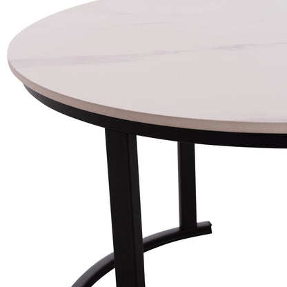 ΤΡΑΠΕΖΙA ΣΑΛΟΝΙΟΥ ΣΕΤ 2 ΤΜΧ TALOS ΚΕΡΑΜΙΚΟ TOP ΜΕ ΟΨΗ ΛΕΥΚΟΥ ΜΑΡΜΑΡΟΥ Φ70εκ + Φ50εκ