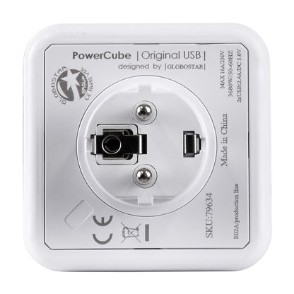 TRAVEL PowerCube PRO Certified 79634 Πολύπριζο 6 Θέσεων με 4 Πρίζες Ασφαλείας Childproof EU Schuko AC 220-240V & 2 Πρίζες USB Max 2.1A/DC 5V Μ7.5 x Π11.5 x Υ7.5 - Λευκό με Κόκκινο - Max Load 3680W/16A