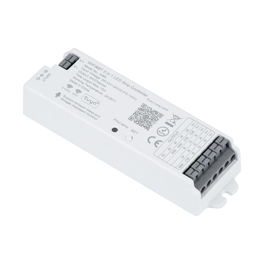 TUYA-WB5 73008 DC WiFi & Bluetooth Master Dimmer / Controller Υψηλής Ταχύτητας με 5 x 6A 72W Κανάλια DC 12-24V 15A 360W Max IP20 - WiFi & Bluetooth - Μ12.2 x Π3.8 x Υ2.2
