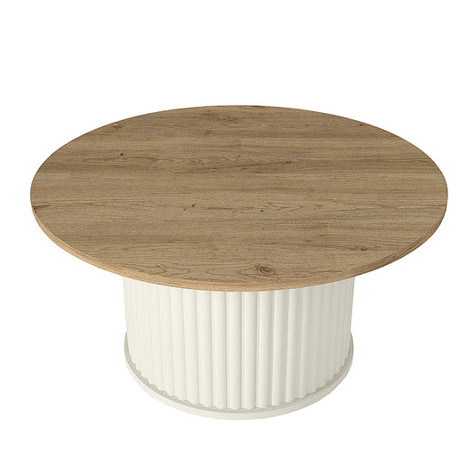 Τραπεζάκι Σαλονιού Bohema Χρώμα Ivory - Sepet Oak Ø85x43,2
