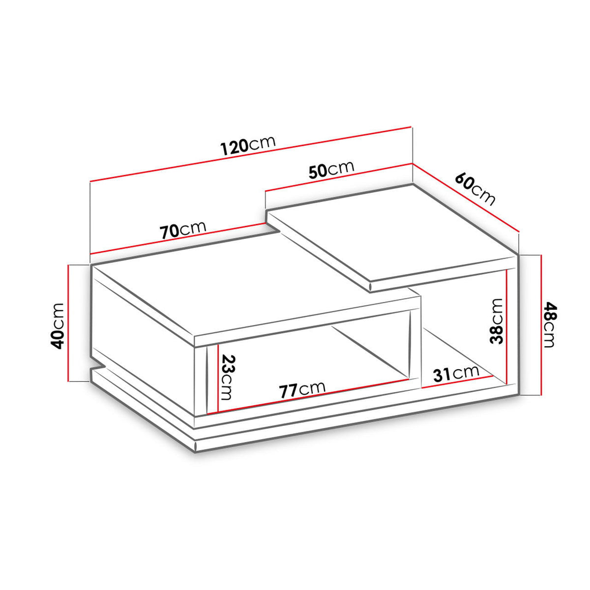 Τραπεζάκι Σαλονιού Bron Plus Γκρι-Λευκό 120x60x40