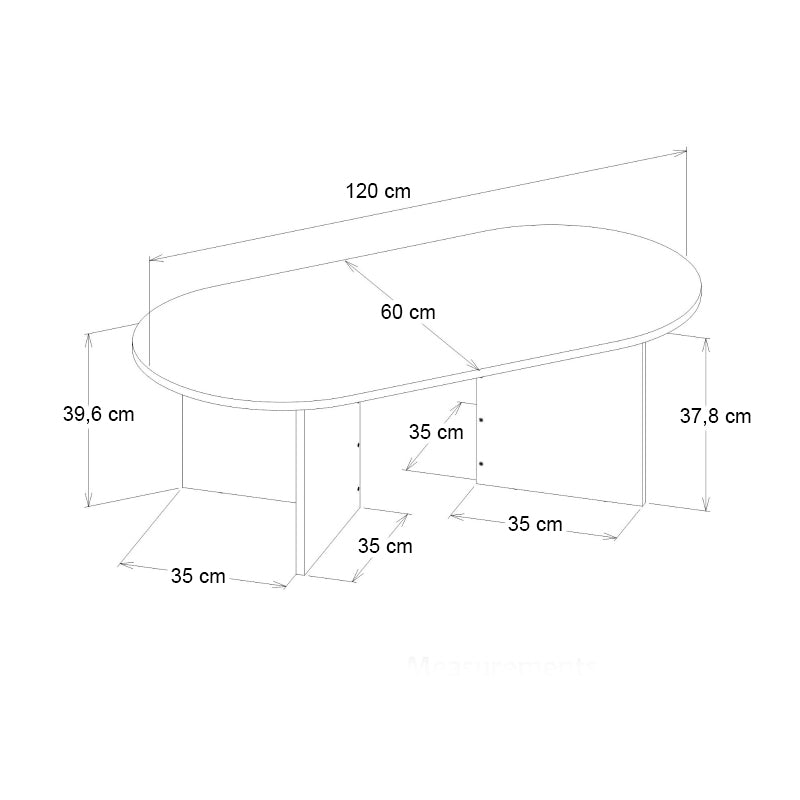 Τραπεζάκι Σαλονιού Cortado Χρώμα Μαύρο 120x60x39,6