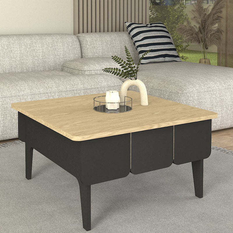Τραπεζάκι Σαλονιού Pedro Χρώμα Ανθρακί - Rota Oak 73,2x73,2x38,6