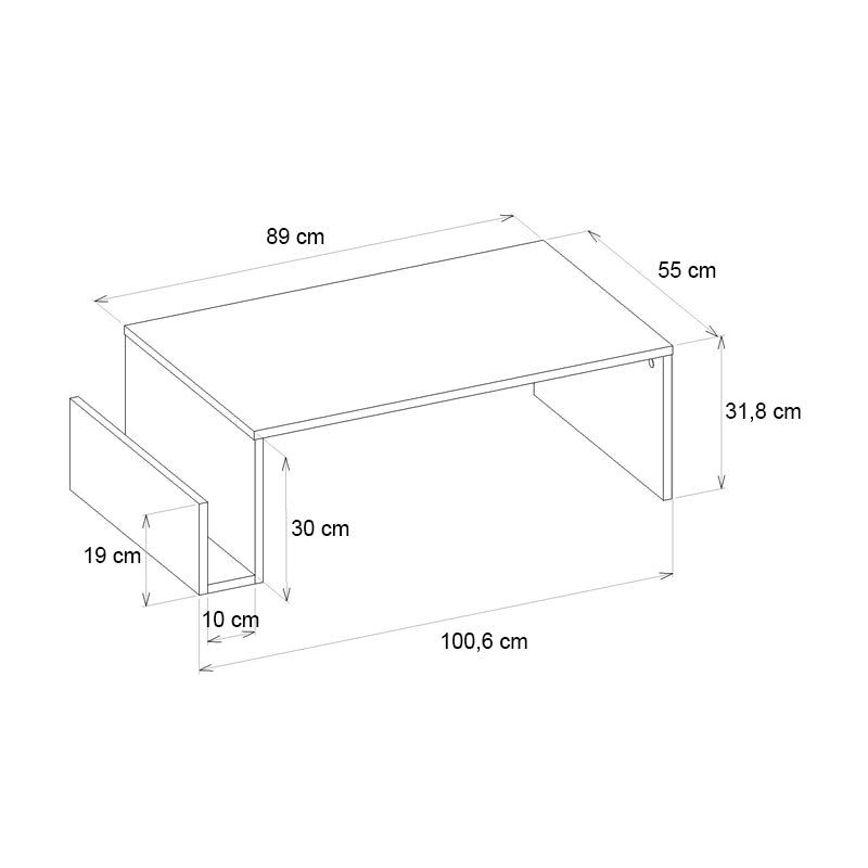 Τραπεζάκι Σαλονιού Regnar Χρώμα Rebab 100,6x55x31,8