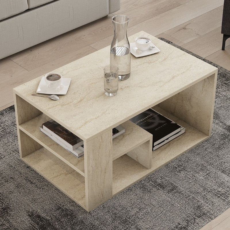 Τραπεζάκι Σαλονιού Rodom Χρώμα Travertine 80x50x40