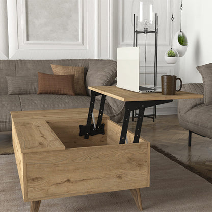 Τραπεζάκι Σαλονιού Roy με Σερβιτόρο Χρώμα Sepet Oak 121x69x40