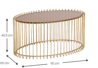 Τραπεζάκι Σαλονιού Temporal Oval Χρυσό 90x60x40.5