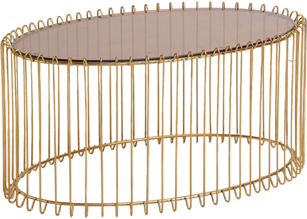 Τραπεζάκι Σαλονιού Temporal Oval Χρυσό 90x60x40.5