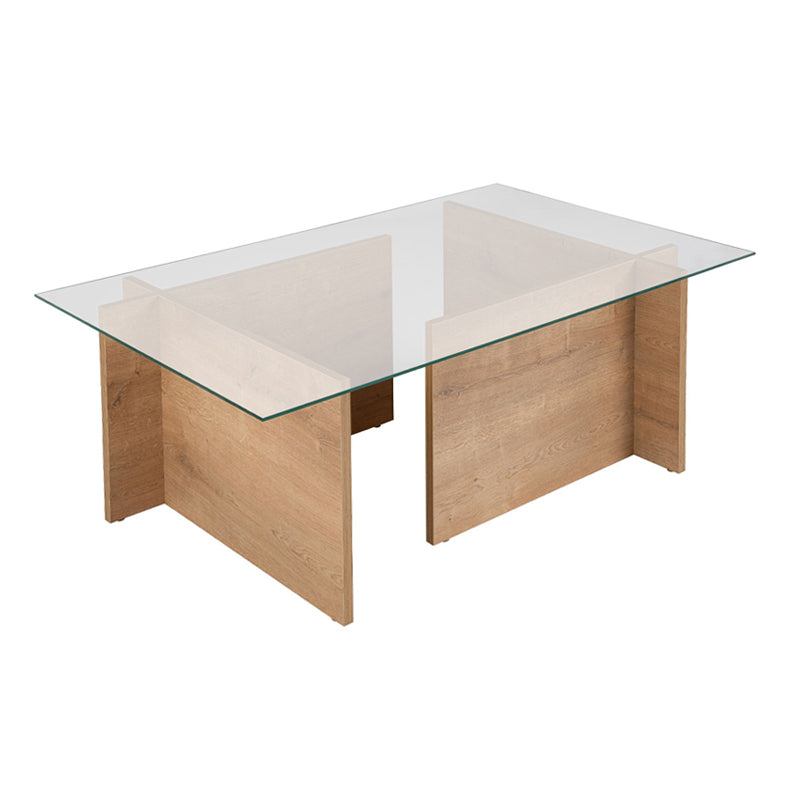 Τραπεζάκι Σαλονιού Vetrino Γυάλινο Χρώμα Honey Oak 105x65x40