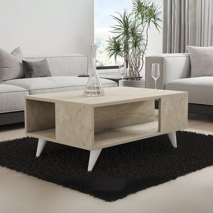 Τραπεζάκι Σαλονιού Yuka Χρώμα Travertine 90x60x39,5
