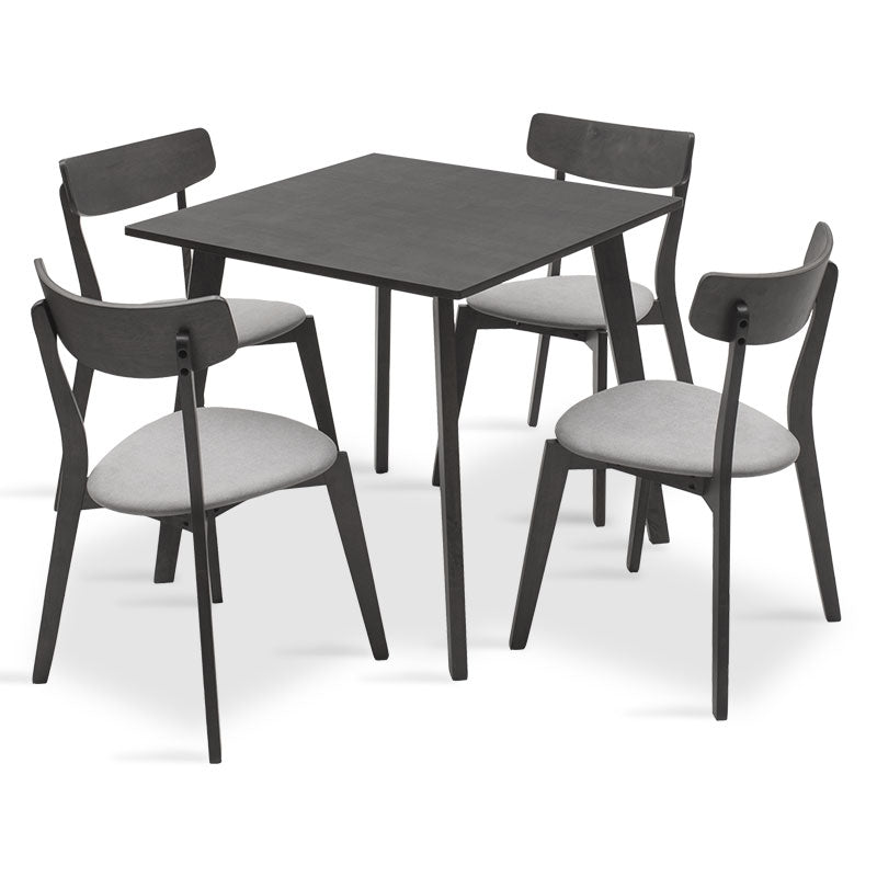 Τραπεζαρία Benson - Toto Σετ 5 Τμχ Rustic Grey - Ύφασμα Grey 80x80x75