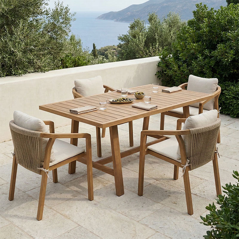 Τραπεζαρία Malibu Μασίφ Ξύλο Ακακίας 160x90x75 Σετ 5 Τεμ