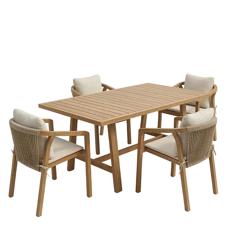 Τραπεζαρία Malibu Μασίφ Ξύλο Ακακίας 160x90x75 Σετ 5 Τεμ