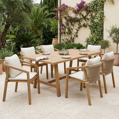 Τραπεζαρία Malibu Μασίφ Ξύλο Ακακίας 180x90x75 Σετ 7 Τεμ