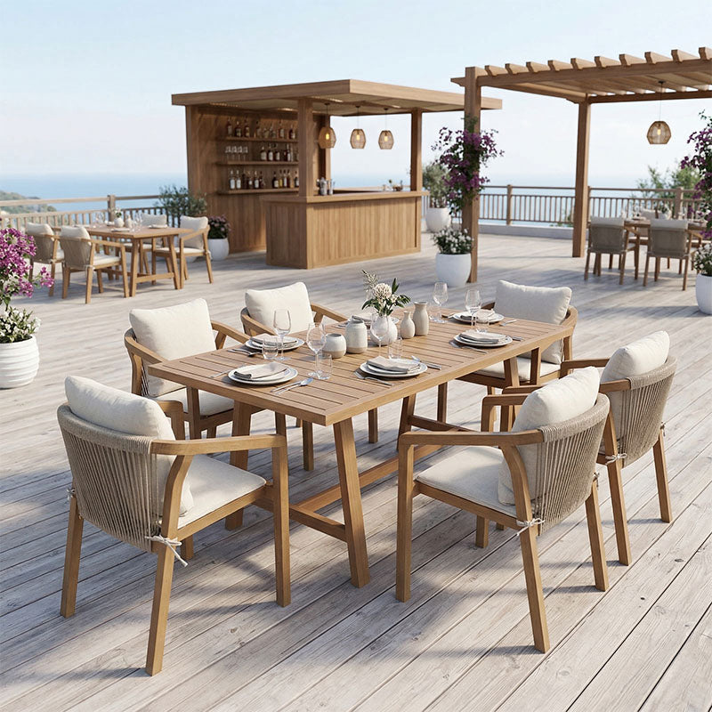Τραπεζαρία Malibu Σετ 7 Τεμ Μασίφ Ξύλο Ακακίας 160x90x75