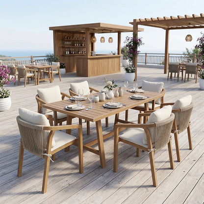 Τραπεζαρία Malibu Σετ 7 Τεμ Μασίφ Ξύλο Ακακίας 160x90x75