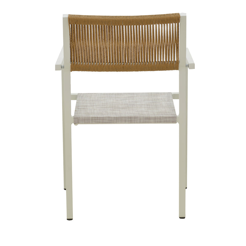 Τραπεζαρία Savor-Kliton Σετ 5 Τεμ Λευκό Αλουμίνιο και Rattan σε Φυσικό Χρώμα 80x80x74