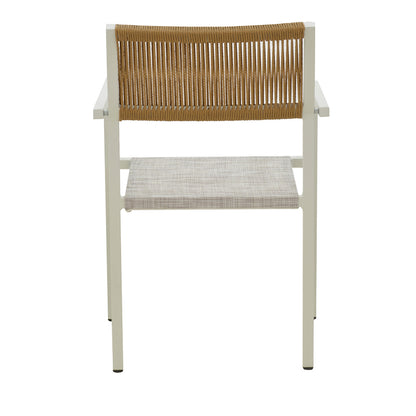 Τραπεζαρία Savor-Kliton Σετ 5 Τεμ Λευκό Αλουμίνιο και Rattan σε Φυσικό Χρώμα 80x80x74