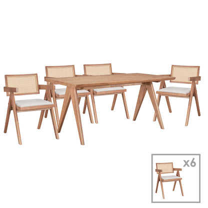 Τραπεζαρία Winslow Ι Σετ 7 Τεμ Ξύλο Rubberwood Ανοιχτό Καρυδί 160x85x75