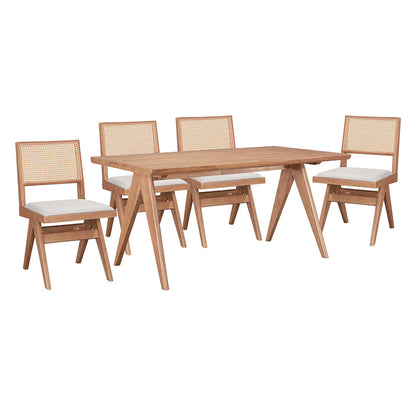 Τραπεζαρία Winslow Σετ 5 Τεμ Ξύλο Rubberwood Ανοιχτό Καρυδί 160x85x75