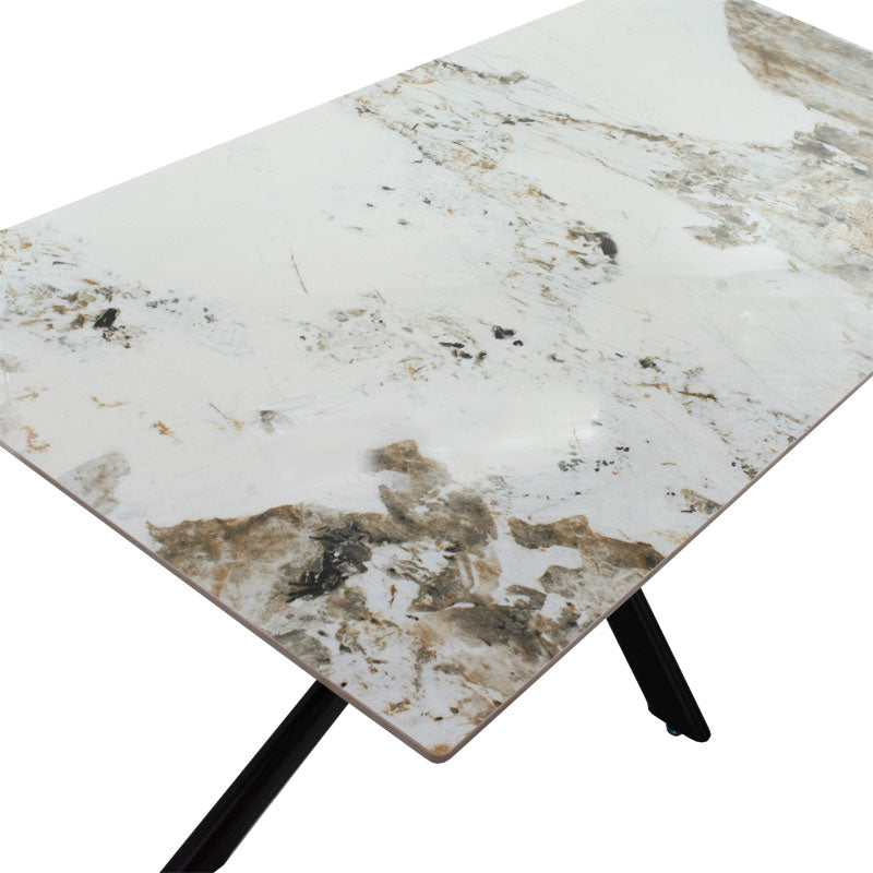 Τραπέζι Bethan Sintered Stone Λευκό Μαρμάρου-Μαύρο 180x90x75