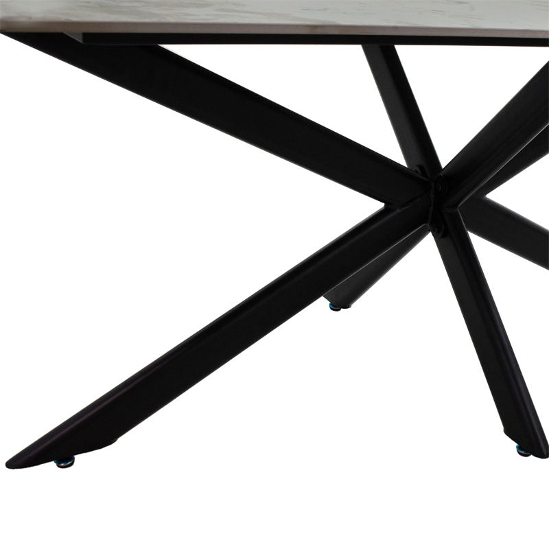 Τραπέζι Bethan Sintered Stone Λευκό Μαρμάρου-Μαύρο 180x90x75
