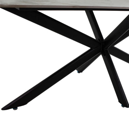 Τραπέζι Bethan Sintered Stone Λευκό Μαρμάρου-Μαύρο 180x90x75
