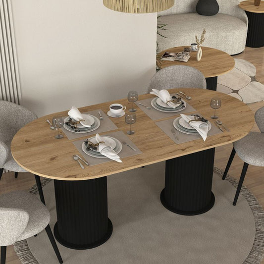 Τραπέζι Bohema Χρώμα Μαύρο - Sepet Oak 180x90x77,7