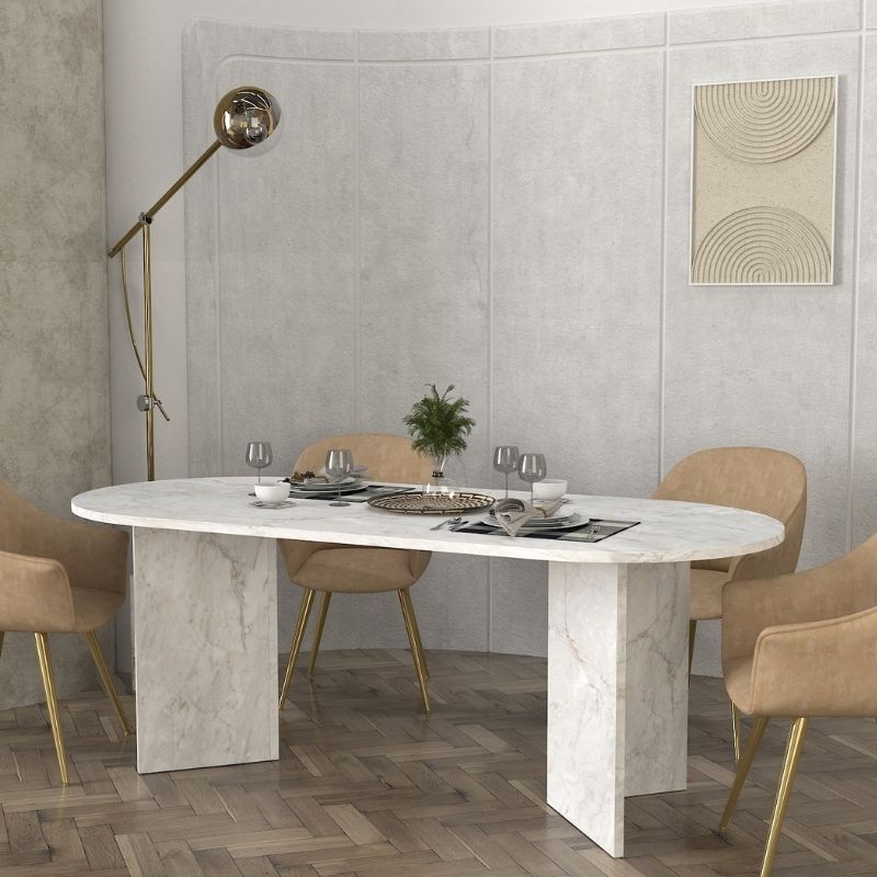 Τραπέζι Cortado Χρώμα Λευκό Εφέ Μαρμάρου 200x90x74