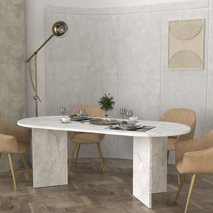 Τραπέζι Cortado Χρώμα Λευκό Εφέ Μαρμάρου 200x90x74