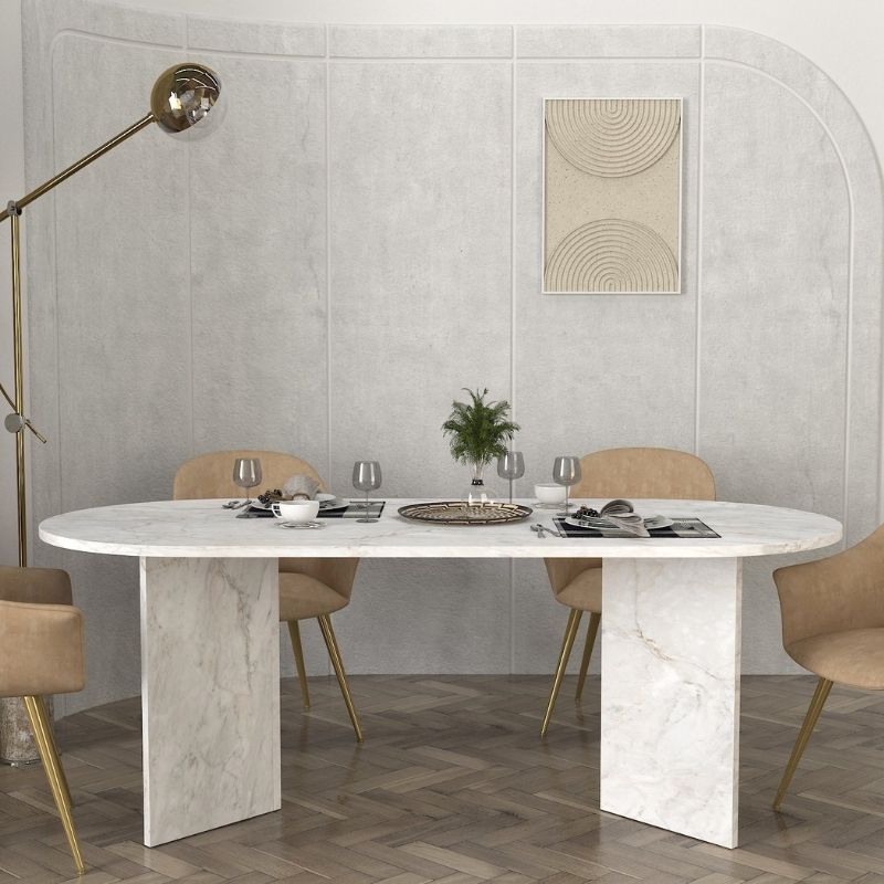 Τραπέζι Cortado Χρώμα Λευκό Εφέ Μαρμάρου 200x90x74