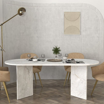 Τραπέζι Cortado Χρώμα Λευκό Εφέ Μαρμάρου 200x90x74