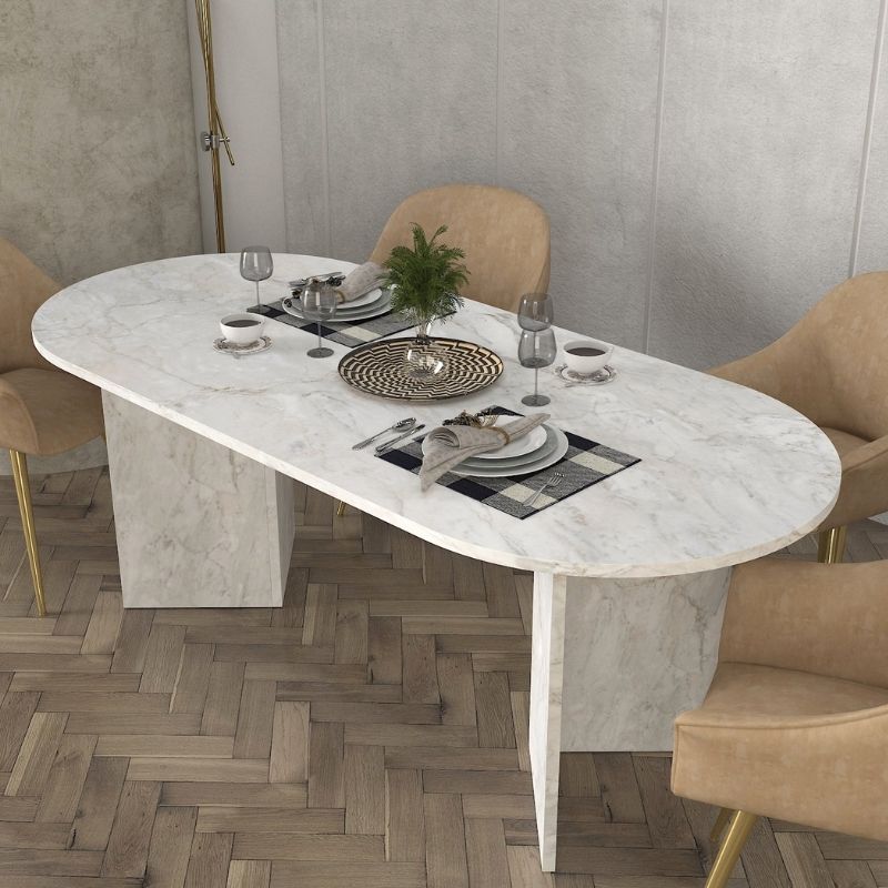 Τραπέζι Cortado Χρώμα Λευκό Εφέ Μαρμάρου 200x90x74
