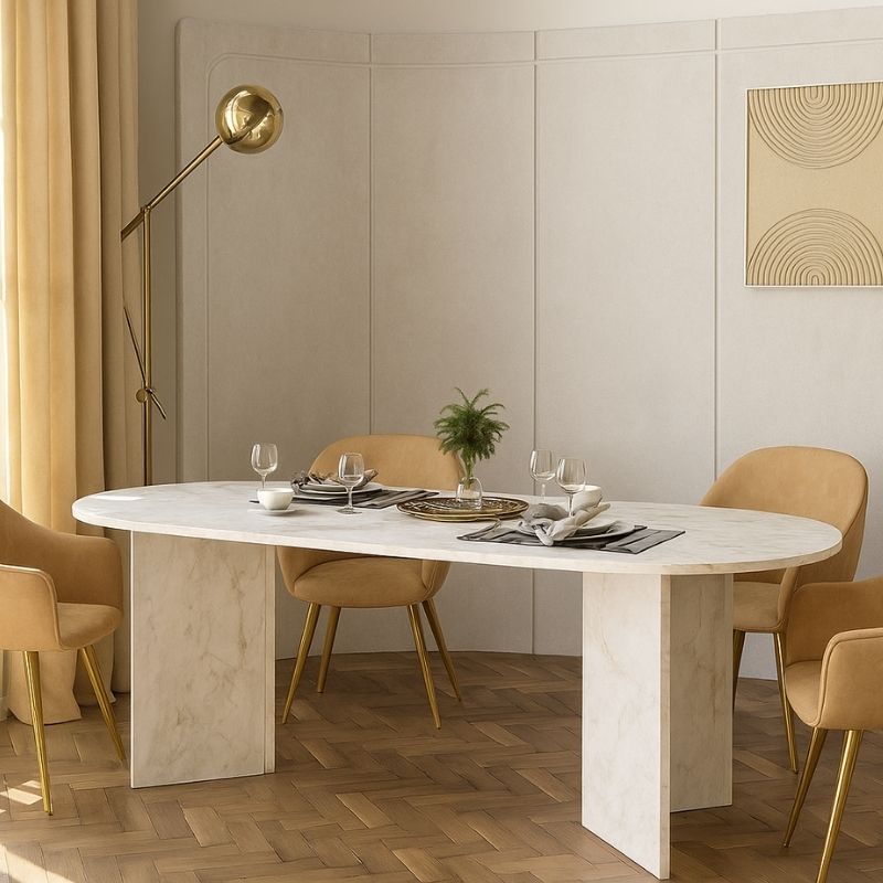 Τραπέζι Cortado Χρώμα Λευκό Εφέ Μαρμάρου 200x90x74