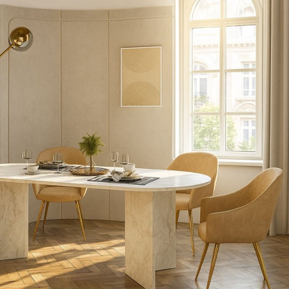 Τραπέζι Cortado Χρώμα Λευκό Εφέ Μαρμάρου 200x90x74