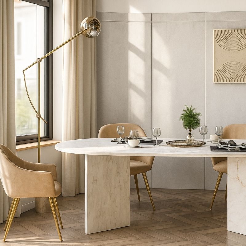 Τραπέζι Cortado Χρώμα Λευκό Εφέ Μαρμάρου 200x90x74
