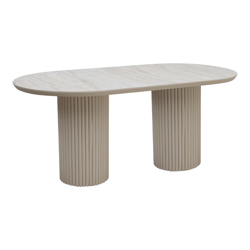 Τραπέζι Hazar MDF Χρώμα Travertine - Sandstone 180x90x77