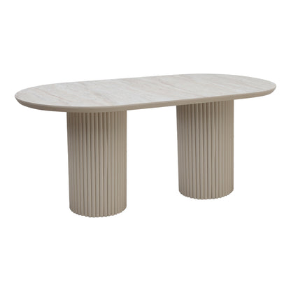 Τραπέζι Hazar MDF Χρώμα Travertine - Sandstone 180x90x77