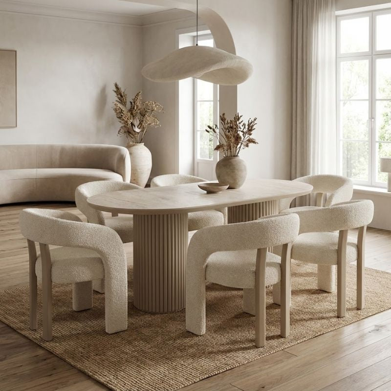 Τραπέζι Hazar MDF Χρώμα Travertine - Sandstone 180x90x77
