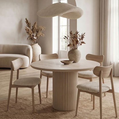 Τραπέζι Hazar MDF Χρώμα Travertine - Sandstone Ø100,5x76